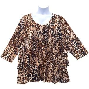 Susan Graver Leopard Print Top 3X